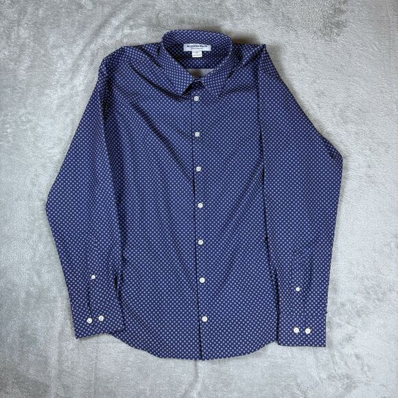 Mizzen + Main Shirt Mens Medium Classic Fit Blue White Performance - Picture 1 of 9